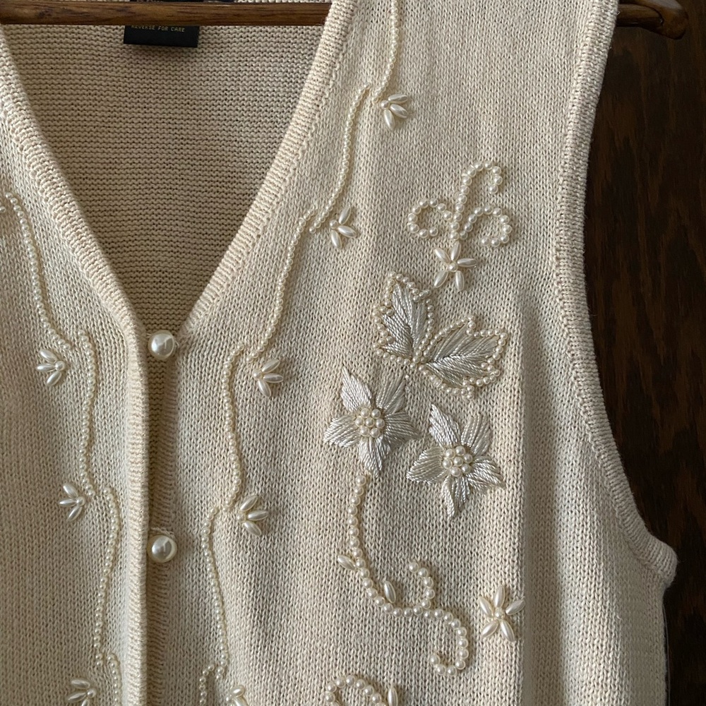 Requirements Cream Button Down Shirt with Floral Embroidery - Picture 4 of 8